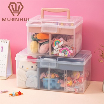 MUENHUI Hot Sale Double Layer Desktop Cosmetics Hair Accessories Storage Box