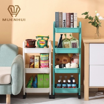 MUENHUI Hot Sale Household Trolley Cart Plastic Rolling Cart With Handle