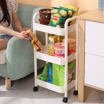  MUENHUI Hot Sale Household Trolley Cart Plastic Rolling Cart With Handle	