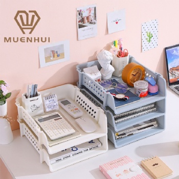  MUENHUI Wholesale Multifunctional Plastic Desktop Office Supplies Tray	