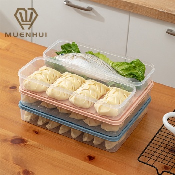 MUENHUI Hot Sale Refrigerator Fresh Storage Box Plastic Dumpling Box with Lid