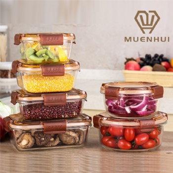  MUENHUI High Quality Heat-Resistant Glass Storage Box Lunch Box With Lid	