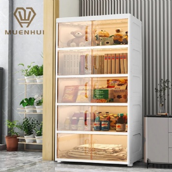 MUENHUI Large Capacity Transparent Plastic Storage Cabinet