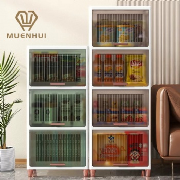  MUENHUI Large Capacity Transparent Plastic Storage Cabinet	