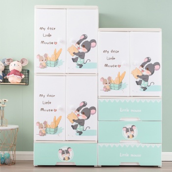  MUENHUI Hot Sale Cartoon Design Household Plastic Baby Wardrobe	