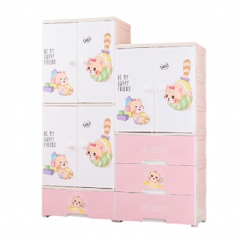  MUENHUI Hot Sale Cartoon Design Household Plastic Baby Wardrobe	