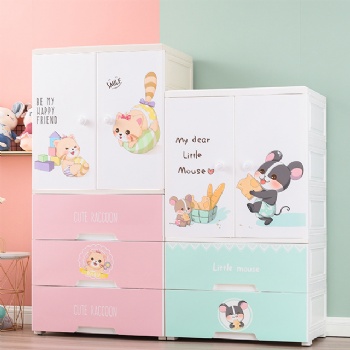  MUENHUI Hot Sale Cartoon Design Household Plastic Baby Wardrobe	