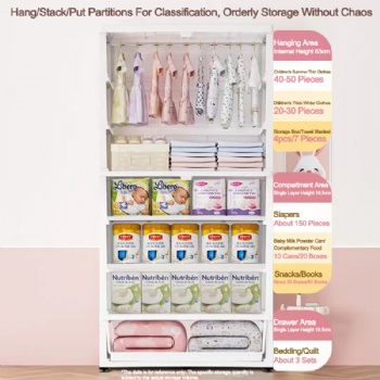  MUENHUI New Design Large Capacity Household Plastic Baby Wardrobe	