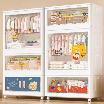  MUENHUI New Design Transparent Design Cartoon Plastic Wardrobe	