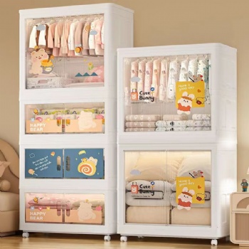  MUENHUI New Design Transparent Design Cartoon Plastic Wardrobe	