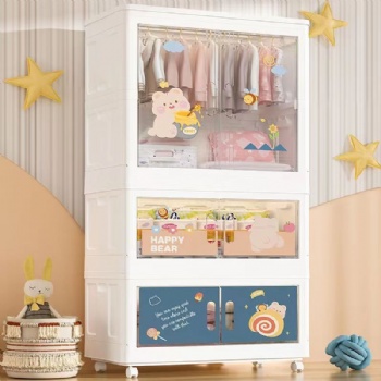  MUENHUI New Design Transparent Design Cartoon Plastic Wardrobe	