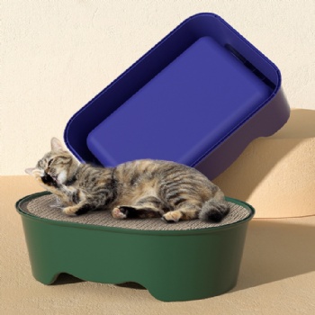  MUENHUI Large Capacity Open Design Plastic Cat Litter Basin	