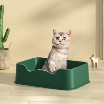  MUENHUI Large Capacity Open Design Plastic Cat Litter Basin	