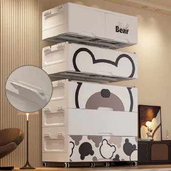  MUENHUI Dew Design Large Capacity Folding Design Plastic Storage Cabinet	