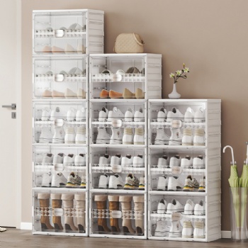  MUENHUI New Design High Quality Folding Plastic Shoes Storage Rack	
