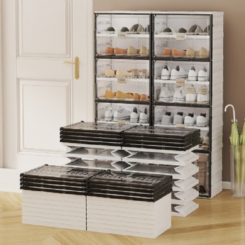  MUENHUI New Design High Quality Folding Plastic Shoes Storage Rack	