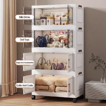  MUENHUI New Design Large Capacity Folding Design Plastic Storage Cabinet	