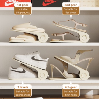  MUENHUI New Design Adjustable Double-Layer Plastic Shoe Holder	