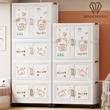 MUENHUI New Design High Quality Large Capacity Plastic Cartoon Wardrobe