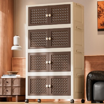  MUENHUI New Arrival Retro Style Folding Design Plastic Storage Cabinet	