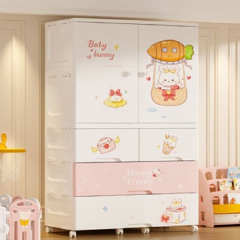  MUENHUI Large Capacity Folding Design Plastic Cartoon Baby Wardrobe	